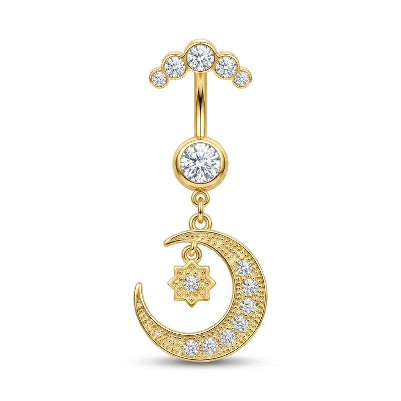 Body Jewelry Tunnels - 5 Stück modische Bauchnabelringe mit Strass,