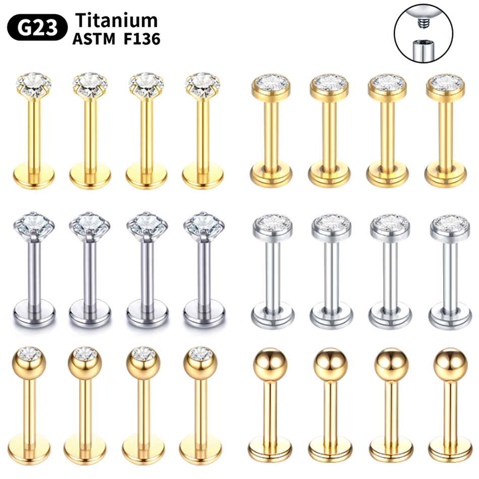Body Jewelry Internally Threaded - 10PCS G23 Titan Labret Piercings Lippenring