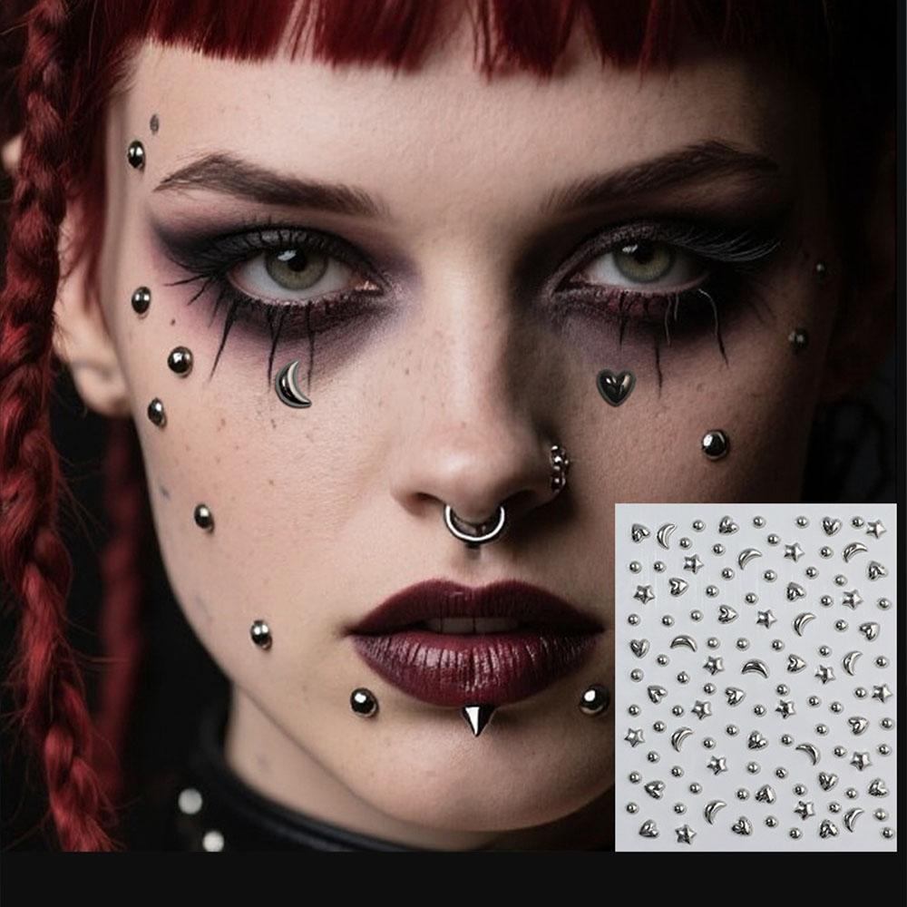 Body Jewelry Stickers - 1 Blatt Acryl-Strass-Aufkleber, künstliche Lippenstecker für