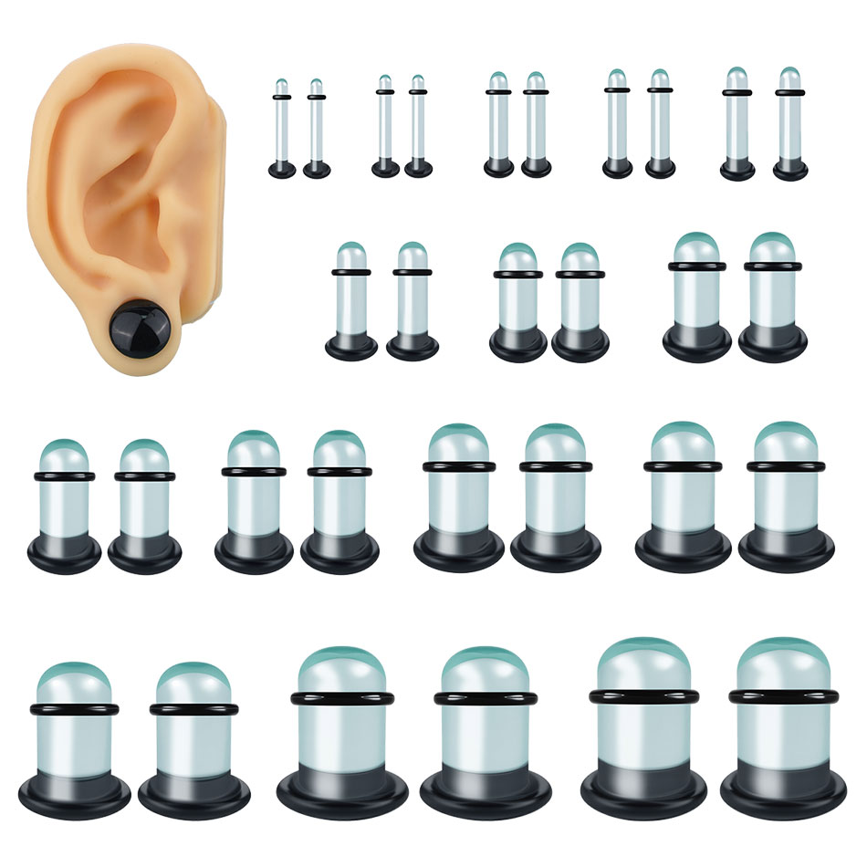 Body Jewelry Ear Plugs - 2 Stück Glas-Ohrmessgeräte, Dehnungsset, kurzer Kegel,