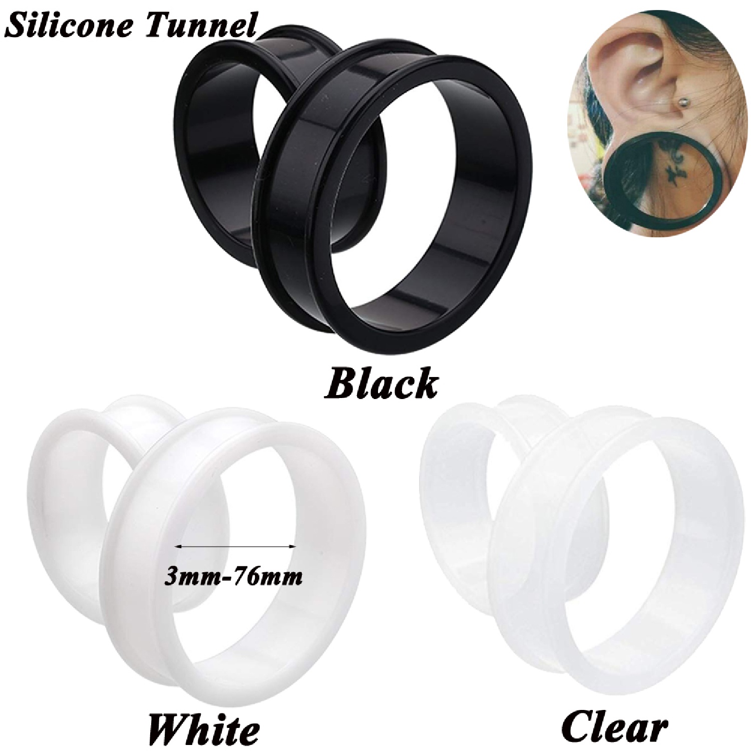 Body Jewelry Ear Plugs - 2pcs Supersize Flexible Silikon Doppel Flared