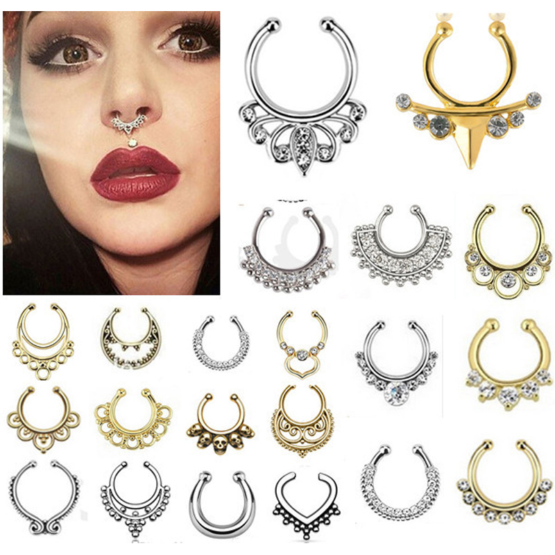 Body Jewelry Indian - Indischer Kristall-Haken in der Nase für