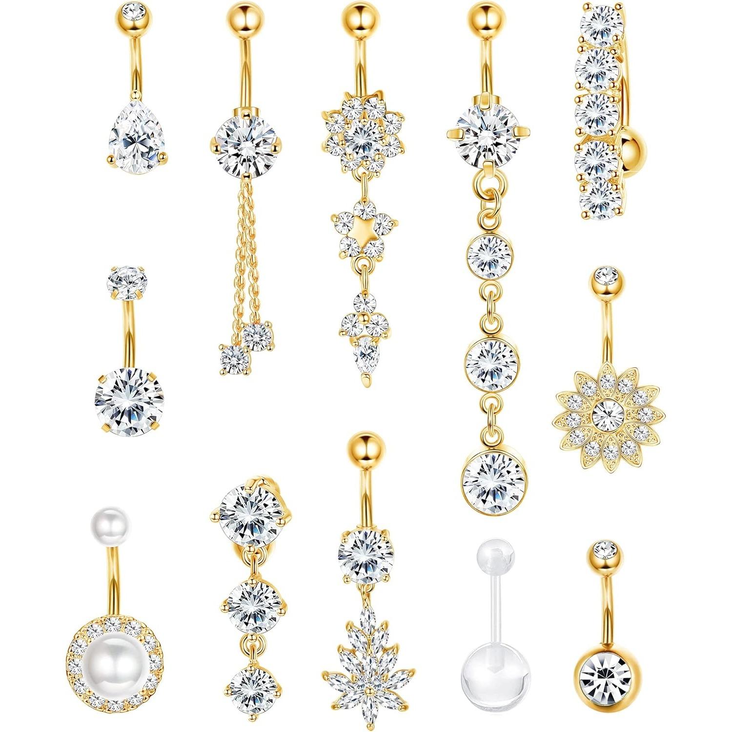 Body Piercing Quality Jewelry - 14G Standardgröße Unisex Langlebige Elegante Bauchnabelpiercing-Schmuckstücke,