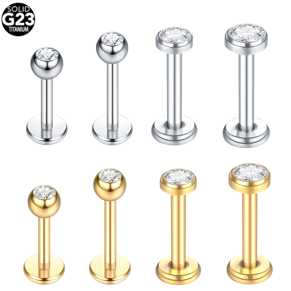 Body Jewelry Internally Threaded - G23 Titan Labret Piercing Lippenring 16G
