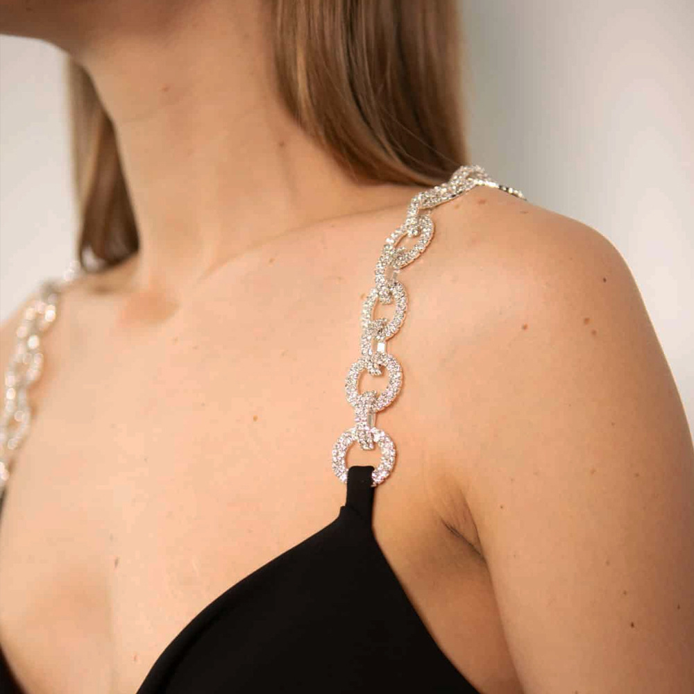 Body Jewelry Diamond - Strass-BH-Träger für Damen, Funkelnde Kristall-Schulterkette, Abnehmbare