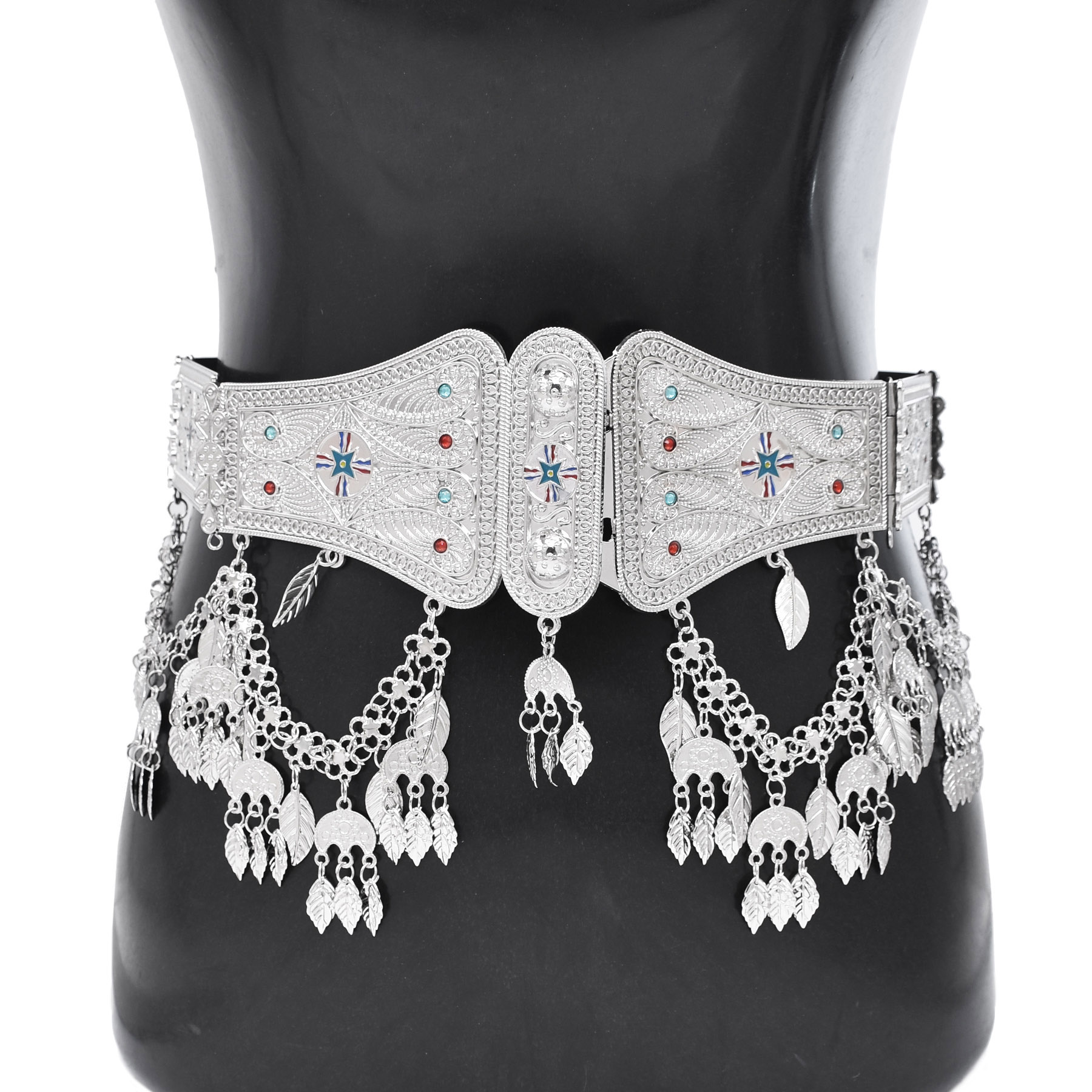 Body Jewelry Indian - Silber Überzogene Marokkanischen Kaftan Gürtel Herz