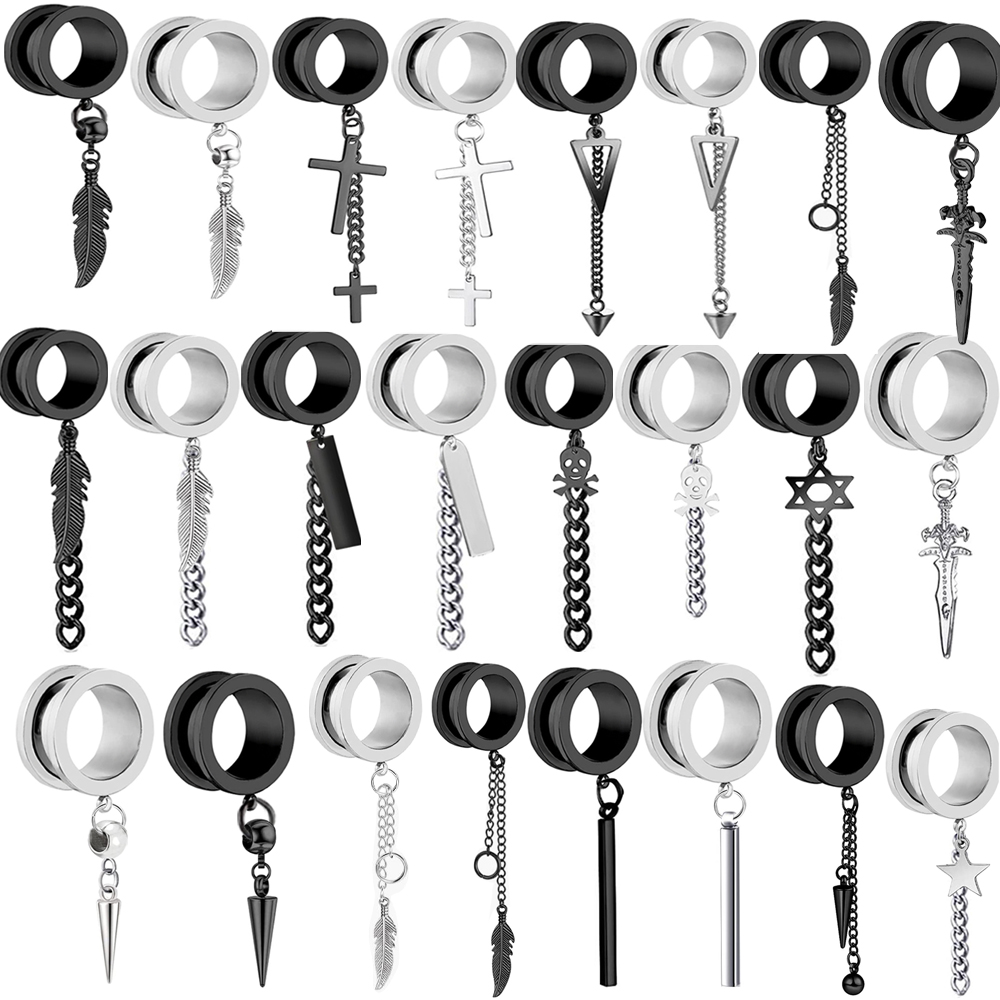Body Jewelry Ear Plugs - 1 Paar Edelstahl-Ohrstöpsel und Tunnel, Piercings,