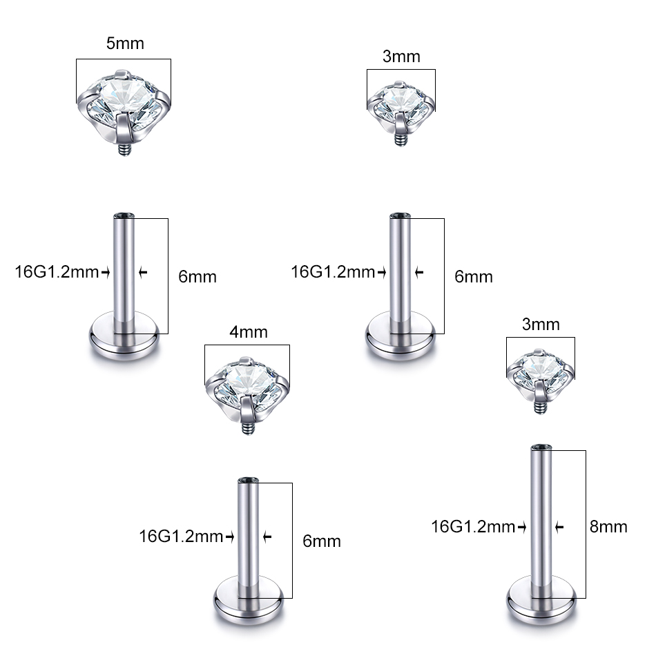 10PCS G23 Titan Labret Piercin – Body Jewelry Internally Threaded Bewertung und Preis