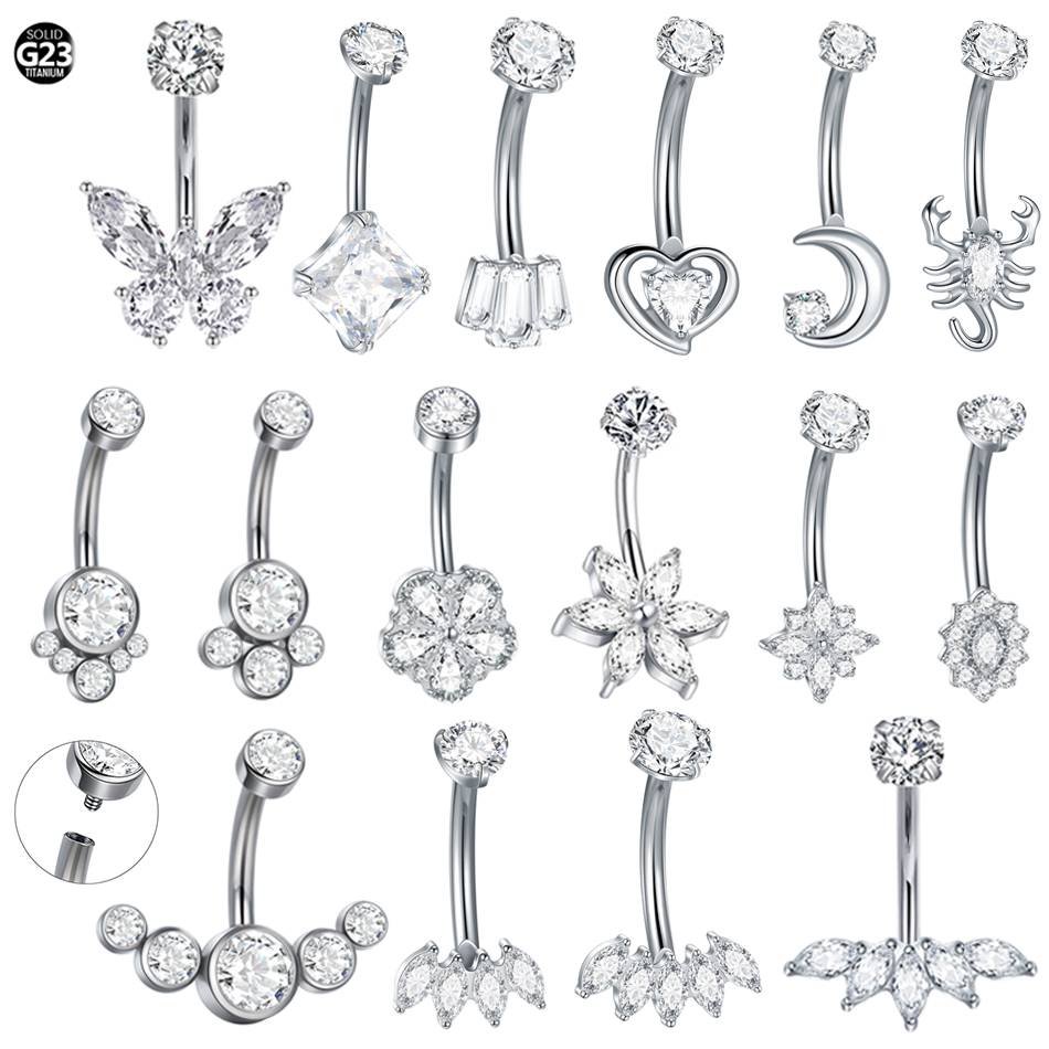1 Stück Titan Zirkon Bauchnabe – Body Jewelry Internally Threaded Bewertung und Preis