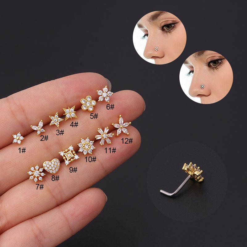 1Pc L Förmigen Nase Bolzen Ede – Body Jewelry Indian Bewertung und Preis