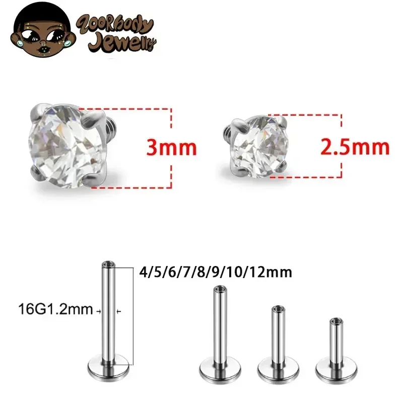 1 Stück G23 Titan Piercing CZ  – Body Jewelry Internally Threaded Bewertung und Preis