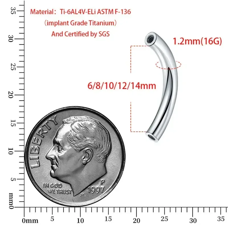 10 Teile/los ASTM F136 Titan I – Body Jewelry Internally Threaded Bewertung und Preis