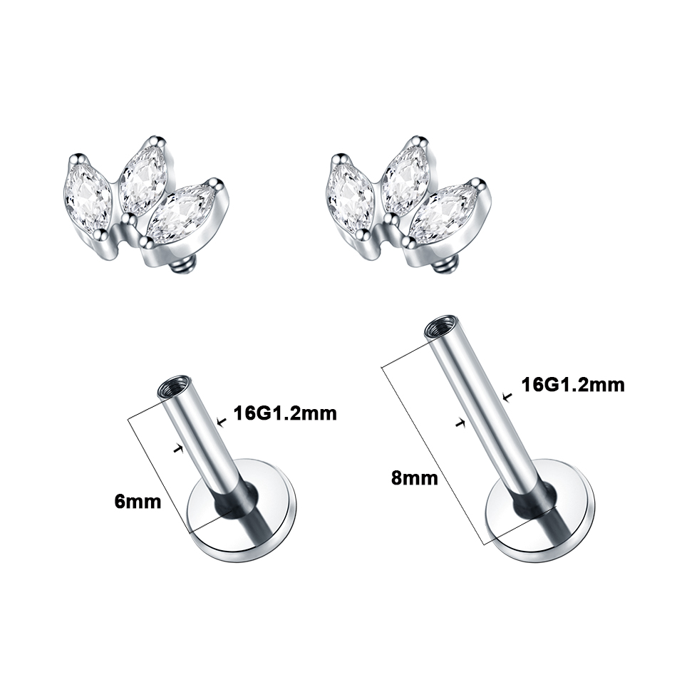 1 Stück Labret Piercing Titan  – Body Jewelry Internally Threaded Bewertung und Preis